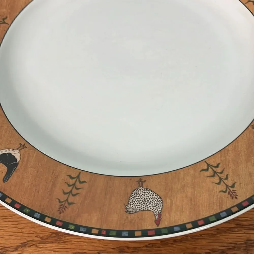 2 Country Quartet Chicken Rooster 12” Dinner Plates Warren Kimble Sakura Brandon